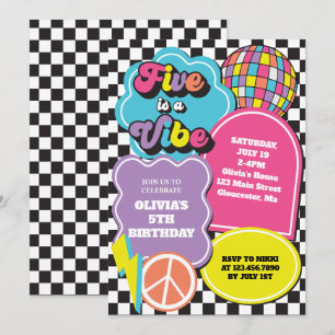 Neon 90s Retro Five is a Vibe 5de verjaardag Kaart