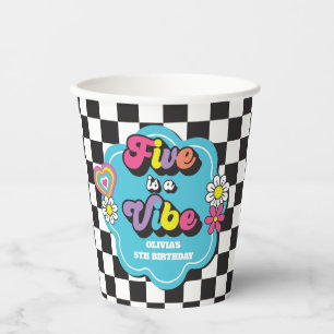 Neon 90s Retro Five is a Vibe 5de verjaardag Papieren Bekers