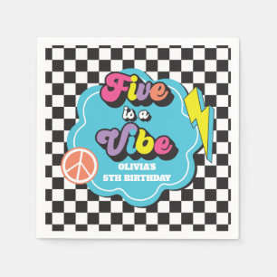 Neon 90s Retro Five is a Vibe 5de verjaardag Servet