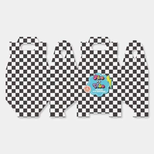 Neon 90s Retro Five viert vijfde verjaardag Bedankdoosjes (Ongevouwen)