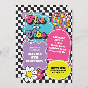 Neon 90s Retro Five viert vijfde verjaardag Kaart