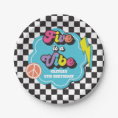 Neon 90s Retro Five viert vijfde verjaardag Papieren Bordje (Voorkant)
