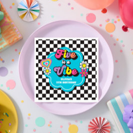 Neon 90s Retro Five viert vijfde verjaardag Servet