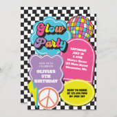 Neon 90s Retro Glow Verjaardag Kaart (Voorkant / Achterkant)