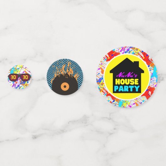 Neon 90's Retro Hip Hop House Party Kleurrijke Fot Confetti (Achterkanten)