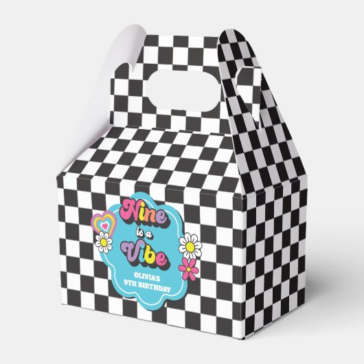 Neon 90s Retro Nine is een Vibe 9e Verjaardag Bedankdoosjes (Voorkant Zijde)