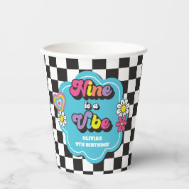 Neon 90s Retro Nine is een Vibe 9e Verjaardag Papieren Bekers