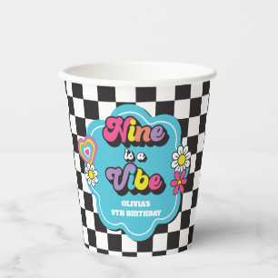 Neon 90s Retro Nine is een Vibe 9e Verjaardag Papieren Bekers