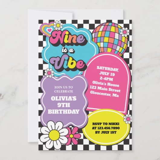 Neon 90s Retro Nine viert zijn negende verjaardag Kaart (Voorkant)