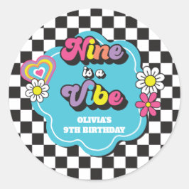 Neon 90s Retro Nine viert zijn negende verjaardag Ronde Sticker