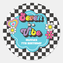 Neon 90s Retro Seven is a Vibe 7de verjaardag Ronde Sticker