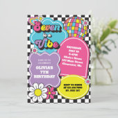 Neon 90s Retro Seven viert zevende verjaardag Kaart (Staand voorkant)