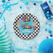 Neon 90s Retro Six viert zesde verjaardag Papieren Bordje (Feest)