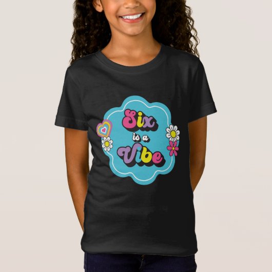 Neon 90s Retro Six viert zesde verjaardag T-shirt (Voorkant)