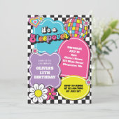 Neon 90s Retro Sleepover Verjaardag Kaart (Staand voorkant)