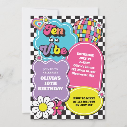Neon 90s Retro Ten is een vibe verjaardag Kaart (Voorkant)