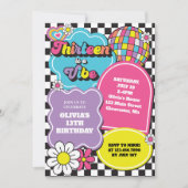 Neon 90s Retro Thirteen is een vibe 13e verjaardag Kaart (Voorkant)