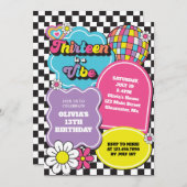 Neon 90s Retro Thirteen is een vibe 13e verjaardag Kaart (Voorkant / Achterkant)