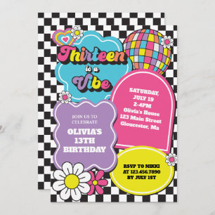 Neon 90s Retro Thirteen is een vibe 13e verjaardag Kaart