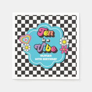 Neon 90s Retro Tien is een Vibe 10e Verjaardag Servet