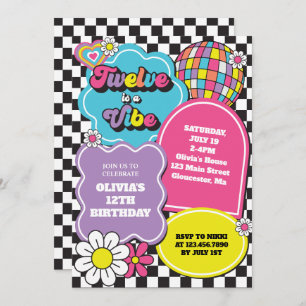 Neon 90s Retro Twaalf is een vibe 12e verjaardag Kaart