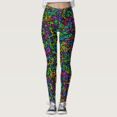 Neon 90s Squiggle Scribbles Naadloze Patroon Leggings (Voorkant)