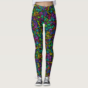 Neon 90s Squiggle Scribbles Naadloze Patroon Leggings