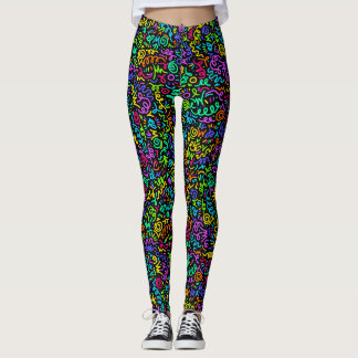 Neon 90s Squiggle Scribbles Naadloze Patroon Leggings
