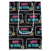 Neon 90th Birthday Sign On Brick Medium Gift Bag Medium Cadeauzakje (Achterkant)