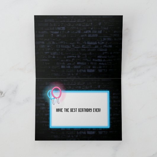 Neon 95th Birthday Marquee op brick-kaart Kaart (Binnen)