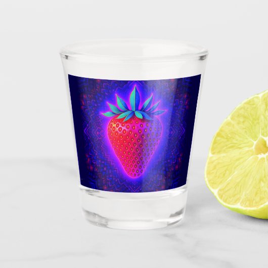 Neon aardbei levendige Look shotglas Shot Glas (Voorkant)
