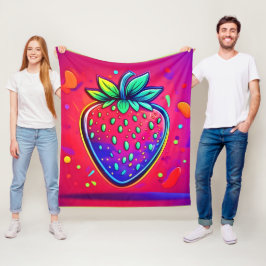 Neon Aardbei Pop Fleece Deken