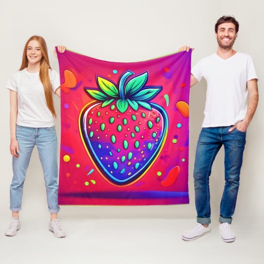Neon Aardbei Pop Fleece Deken (In situ)