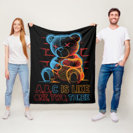Neon ABC Teddibeer Fleece Deken