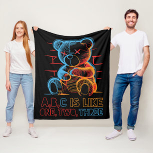 Neon ABC Teddibeer Fleece Deken
