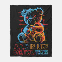 Neon ABC Teddibeer Fleece Deken