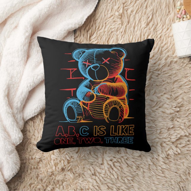 Neon ABC Teddybeer Kussen (Deken)