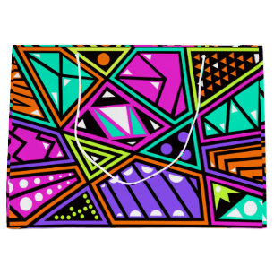 neon abstract cadeau tas groot cadeauzakje