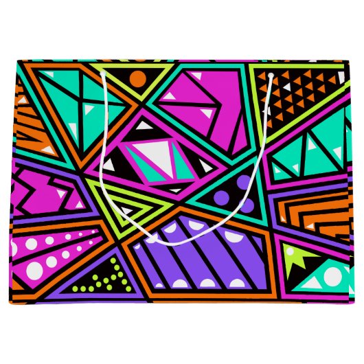 neon abstract cadeau tas groot cadeauzakje (Voorkant)
