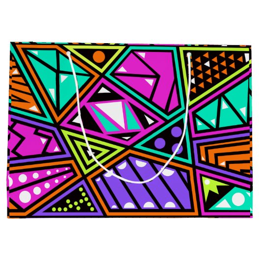 neon abstract cadeau tas groot cadeauzakje (Achterkant)