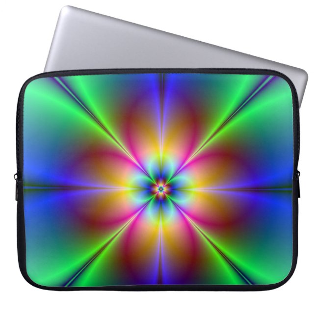 Neon Abstract Daisy-laptop - Sleeve (Voorkant)
