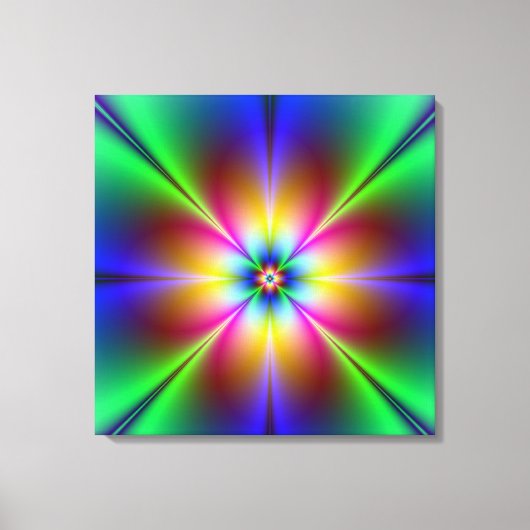 Neon Abstract Daisy Wrapped Canvas afdrukken (Voorkant)