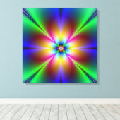 Neon Abstract Daisy Wrapped Canvas afdrukken (Insitu (Houten vloer))
