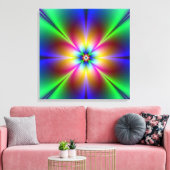 Neon Abstract Daisy Wrapped Canvas afdrukken (Insitu (Woonkamer))