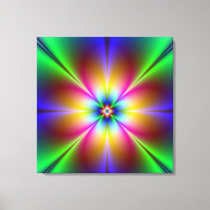 Neon Abstract Daisy Wrapped Canvas afdrukken