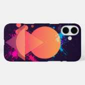 Neon Abstract Geometric Splash Retro Futuristic Case-Mate iPhone Case (Achterkant (horizontaal))
