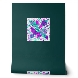 Neon Abstract Geometrisch Patroon Glad Behang
