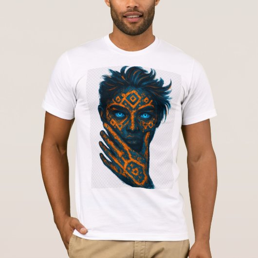 Neon Abstract Gezicht T-Shirt (Voorkant)