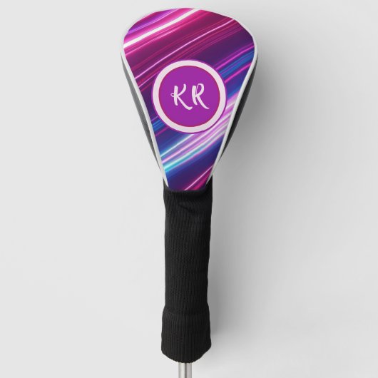 Neon Abstract Glow Patroon Gepersonaliseerde Monog Golfheadcover (Voorkant)