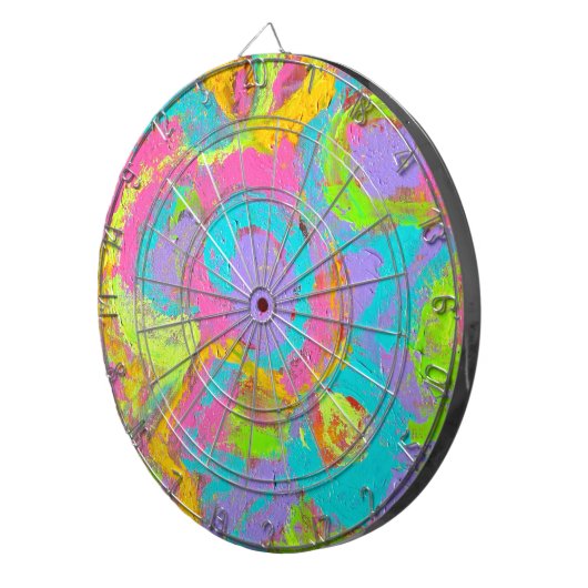 Neon Abstract-hand geschilde borstels Dartbord (Voorkant Rechts)